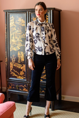 Brit Bow Blouse, Snow Tulip