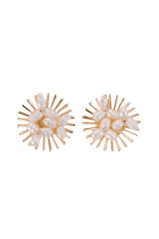 Sunburst Statement Earrings, Pearl
