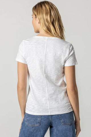 V-Neck Backseam Tee, White