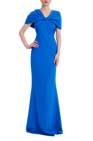 Twist Drape Gown, Cobalt