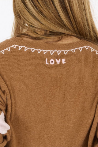 Deep V-Neck Love Sweater, Sienna Brown