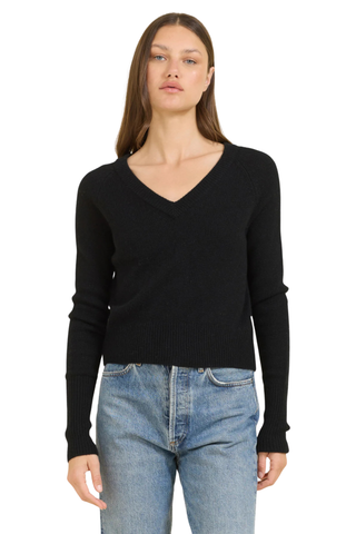 Blakely Cashmere V-Neck Sweater, Black
