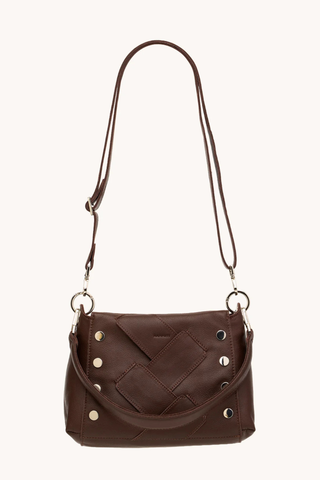 Bryant Med Handbag, Espresso Pebble Weave