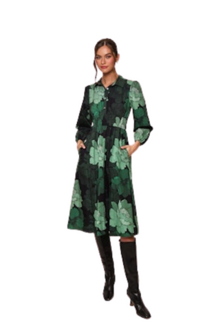 Ellora Dress, Forest Tonal Floral