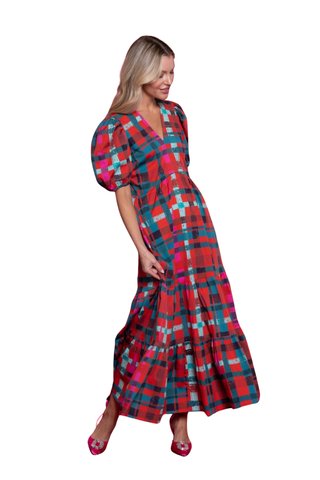 Margot Dress, Poinsettia Tartan
