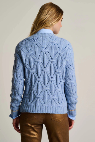 Cable Crew Sweater, Blue Wash