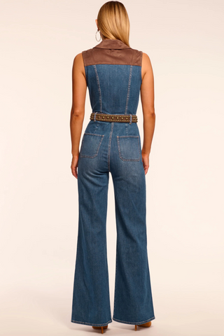 Claudette Jumpsuit, Medium Wash/Suede
