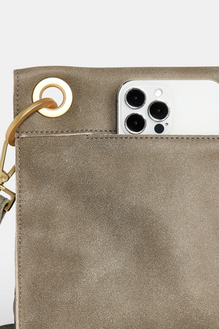 Tony Med Handbag, Pewter/Brushed Gold