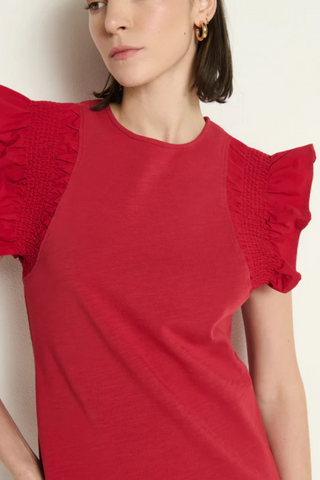 Ellis Ruffle Sleeve Dress, Rio Red