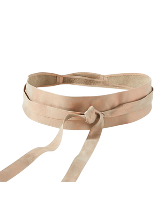ADA handcrafted genuine leather wrap belt with adjustable tie design.