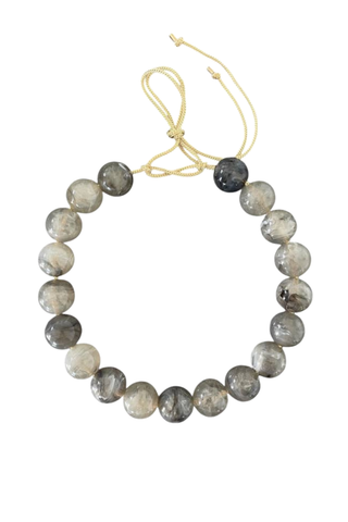 KMS Gems Chunky Beaded Necklace featuring oversized 20mm beads on an adjustable silk cord.