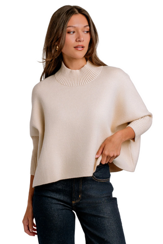 Kerisma Aja Sweater in Ecru featuring a relaxed fit, round neckline, and easy draped silhouette.
