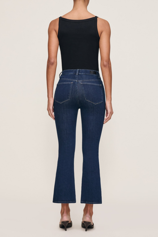 DL1961 Bridget Boot Crop Jean in Lunar Sky dark indigo denim with a high rise and cropped bootcut leg.