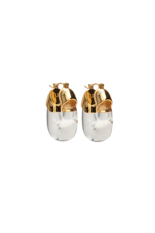 Lizzie Fortunato Mini Organic Hoop earrings featuring gold-plated brass hoops with translucent resin accents