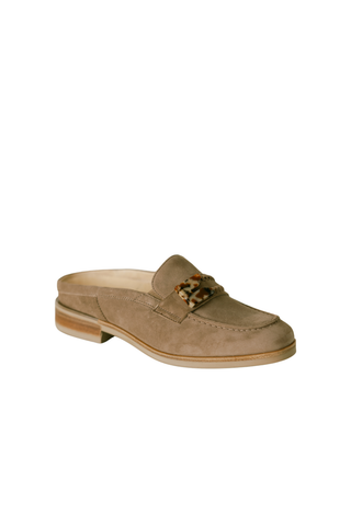 Softwaves Genita Loafer Mule in Cappuccino suede with a classic slip-on loafer silhouette.