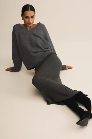 Eloise Sweater Skirt, Charcoal Heather