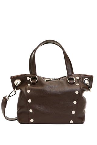 Daniel Med Handbag, Espresso Pebble/Silver