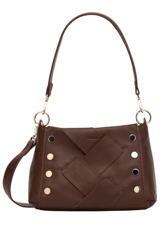 Bryant Med Handbag, Espresso Pebble Weave