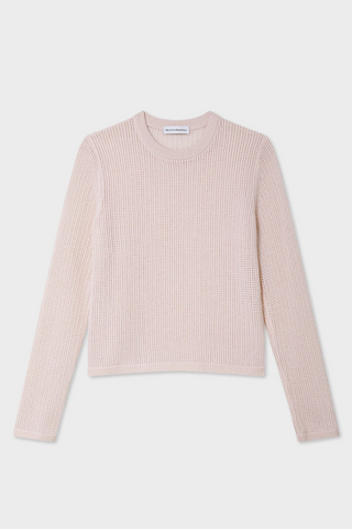 Cashmere Waffle Mesh Sweater, Pink Sand