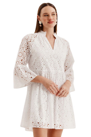 Abbie Eyelet Dress, White