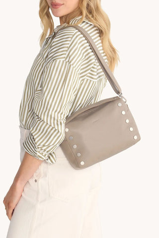 Evan Crossbody Med Handbag, Pewter Pebble