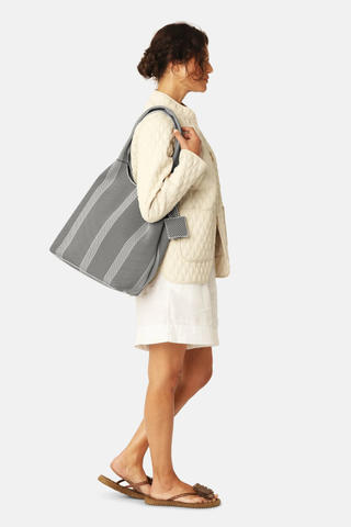 Knitty 01 Handbag, Milk Creme/Black