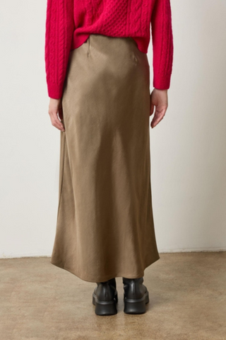 Satin Bias Maxi Skirt, Parsley