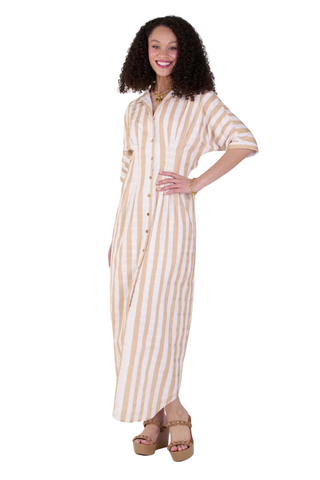Georgia Dress, Sand Stripe