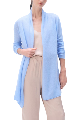 Cashmere Trapeze Cardigan, Blue Vapor