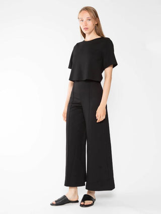 Ponte Wide Leg Crop Pant, Black