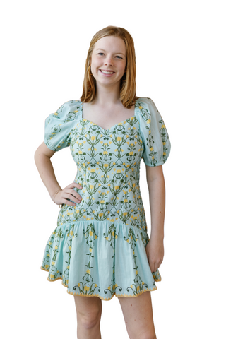 Emory Dress, Aqua Garden