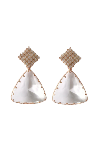 Diamond Pave and Crystal Drop Earrings, Gold