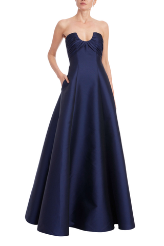 Strapless A-Line Gown, Navy