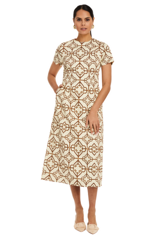 Hampton Midi Dress, Deco Quatrefoil