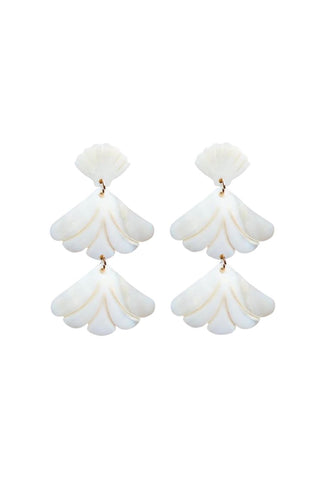 Mermaid Shell Drop Earrings, White