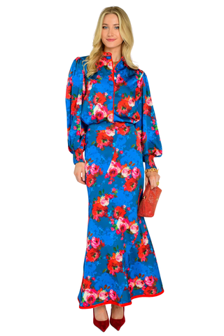 Serena Skirt, Holiday Chintz Teal