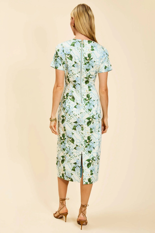 Hampton Convertible Midi Dress, Quatrefoil Blue