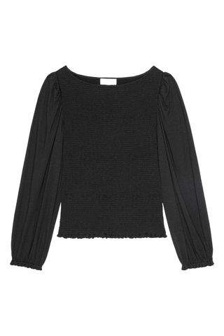 Aidan Smocked Blouse, Jet Black