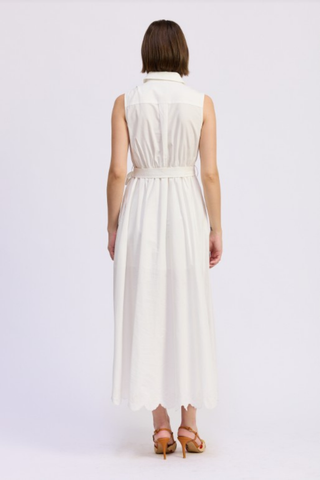 Brittany Maxi Shirt Dress white sleeveless button front maxi dress with tie waist from En Saison