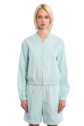 Molly Bracken mint zip front jacket with subtle stripe texture