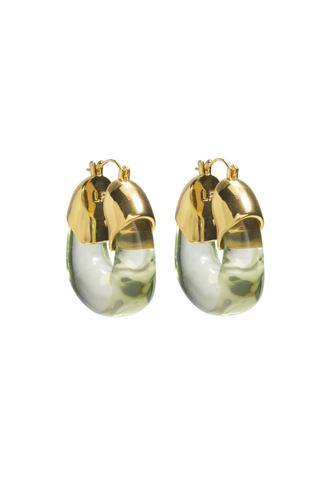 Lizzie Fortunato Organic Hoop earrings featuring gold-plated brass hoops with translucent resin accents