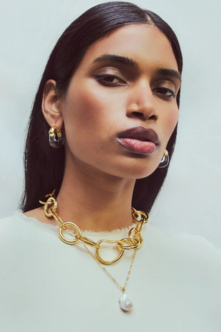 Lizzie Fortunato Mini Organic Hoop earrings featuring gold-plated brass hoops with translucent resin accents