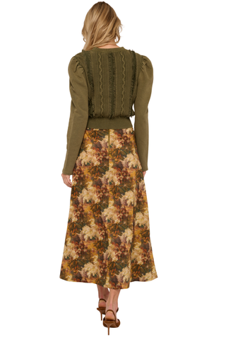 Love the Label Liv Knit Pullover in Ivy Green featuring a textured knit, crew neckline, fitted silhouette, and long sleeves.