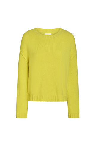 Marie Oliver Ozzie Sweater in Vivid featuring a bright citron yellow color, relaxed oversized silhouette, and luxurious cashmere knit.