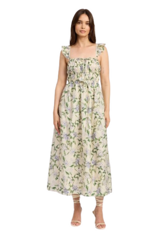 Charleston Midi Dress, Natural Indigo