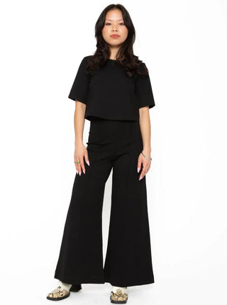 Ponte Wide Leg Crop Pant, Black