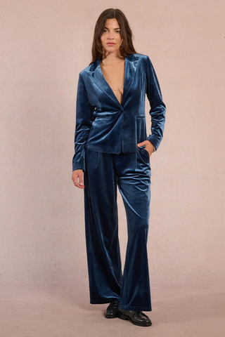 Velvet Blazer, Denim Blue