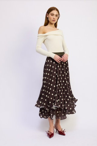 Lainey Maxi Skirt, Brown Ivory