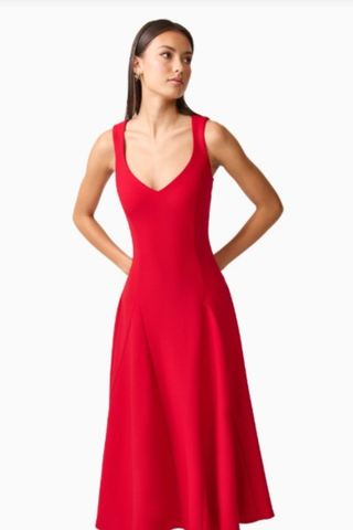 Lila Midi Dress, Crimson