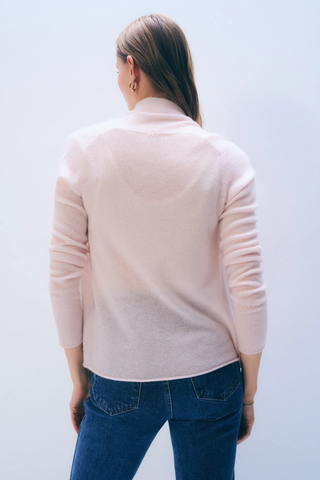 Cashmere Mini Trapeze Cardigan, Pink Sand